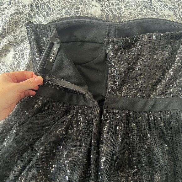 Ark and Co Black Strapless Sequin Holiday Dress Size Small - Picture 7 of 11